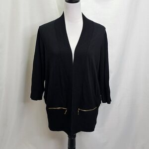 Joan Vass Woman Black Open Front Cardigan Size 2X